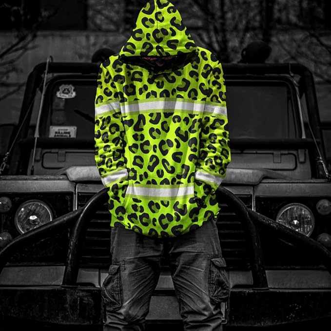Color US Flag High Visibility Hoodie for Men Women Reflective Tapes Safety Workwear for Worker Runner Patriotic