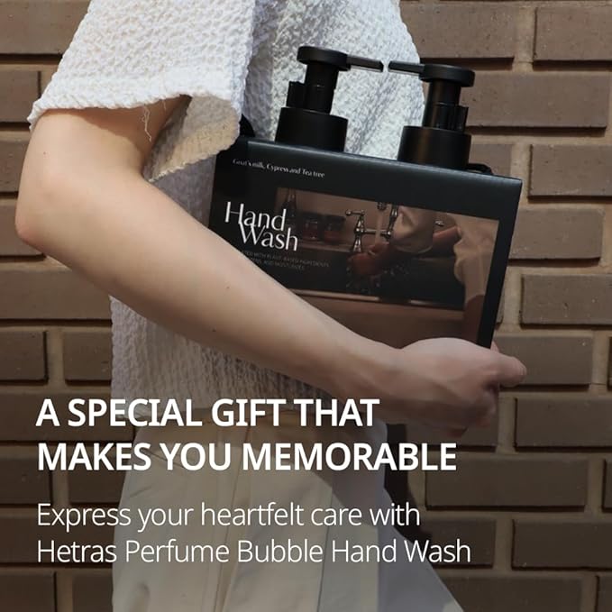 hetras. Perfume Bubble Hand Wash with Pump Dispenser 17.4 fl oz x 2 Pack | Hotel Wood - Luxurious Forest Scent | Hydrates & Cleanses Skin | Gentle & Mild Ingredients