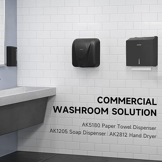 AIKE 250 Sheets Compact Multifold Wall Mount Paper Towel Dispenser,Stainless Steel Black AK5180 (Max Folded Size 10.6"x3.9")