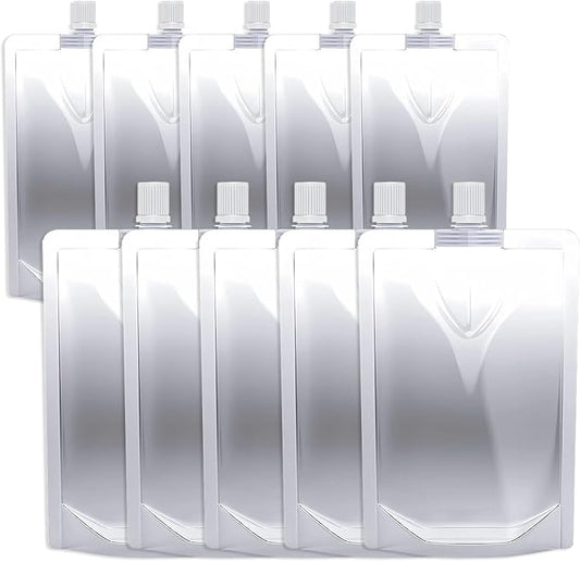 NexLevVac10PCS 8OZ&16OZ Plastic Flasks,Reusable Drink Pouches, Spouted Drinking Bags for Beverage Juice,Leak-Proof Food Grade for Travel Outdoor Sports Concert Cruise Events