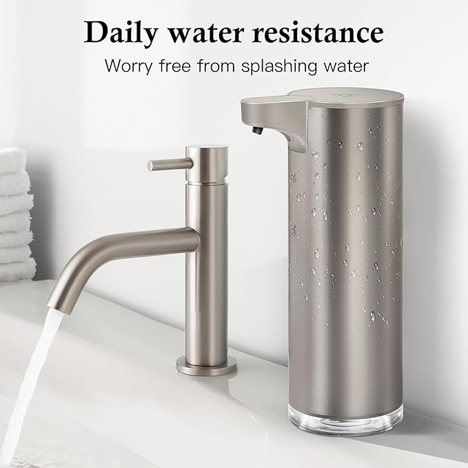 Automatic Foaming Soap Dispenser, Rechargeable Touchless Foam Hand Soap Dispenser for Bathroom, Stainless Steel Soap Pump for Kitchen, Water-Resistant, Xmas Gift 9oz