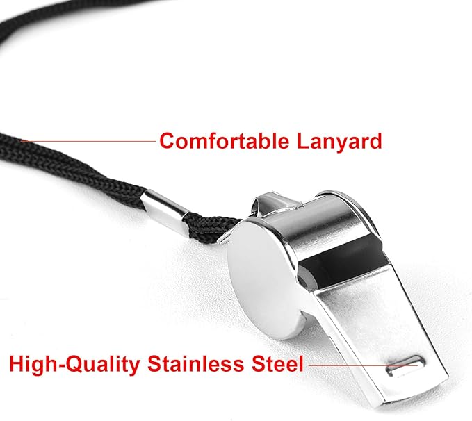 Fya Sports Whistle with Lanyard, Very Loud Stainless Steel Whistle, Ideal for Coaches, Referees, Personal Defense, and Recreation