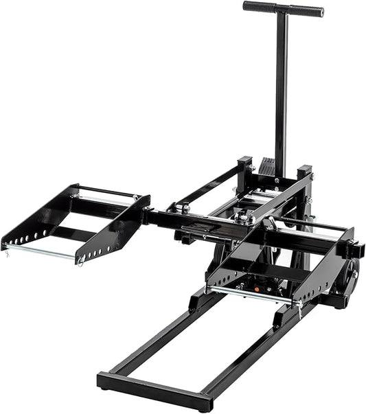 Heavy Duty Lawn Mower Lift Jack 550lbs Capacity Riding Mower Lift with Safety Lock& Non-Slip Wheels Lawn Tractor Lift Adjustable Wheel Span Suitable for Tractors and Zero Turn Lawn Mowers