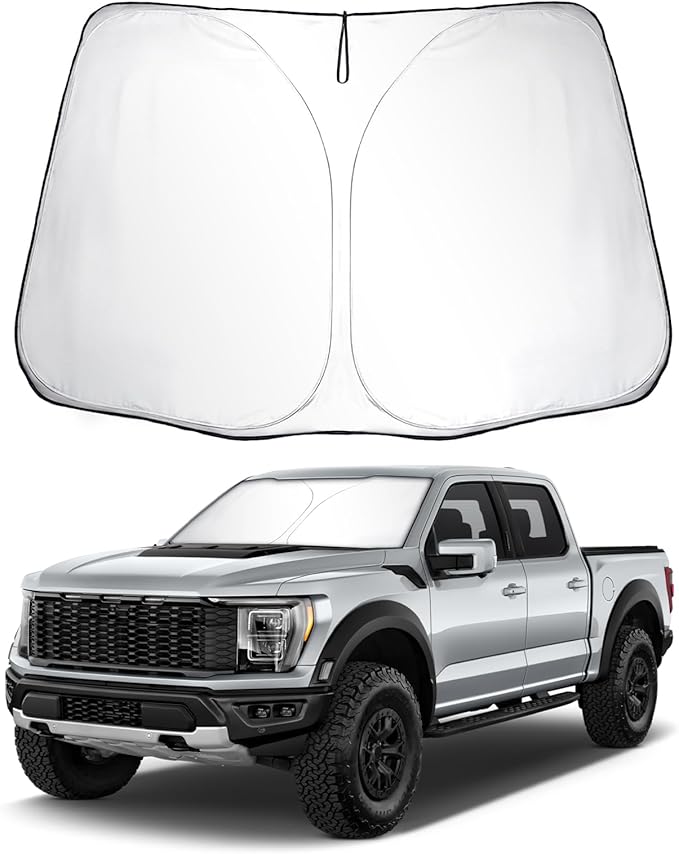 SKTU 2021-2026 F150 Front Windshield Sunshade for 2021-2025 2026 Ford F-150 Sun Visor Blocks UV Rays and Sun Heat Protection Foldable Heat Shield Reflector Cover Keeps Your Vehicle Cool