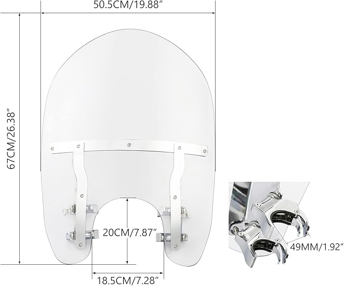 Green-L 19" Windshield & 49mm Clamps Fit for Harley Softail 2020-2024 Street Bob 2018-2023 Low Rider 2014-2020 Motorcycle Windscreen