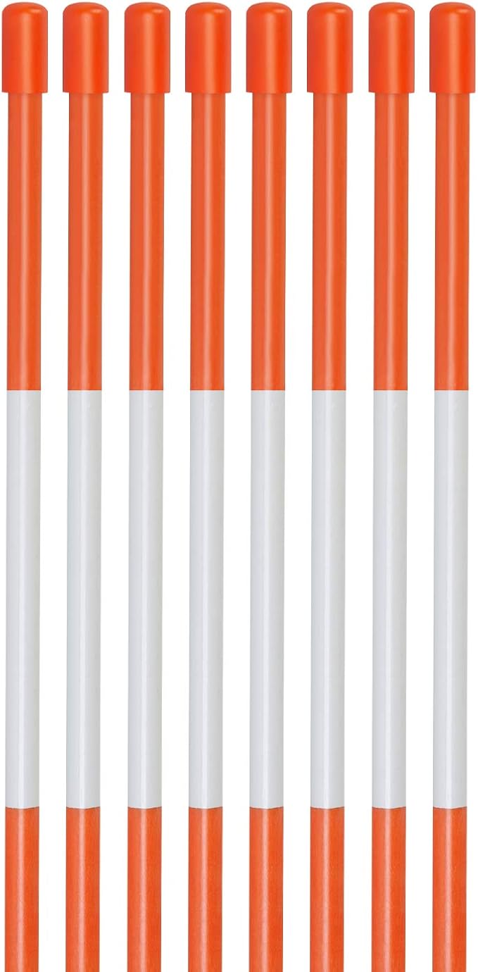 Driveway Markers, 50 PCS Snow Stakes 5/16” Diameter Fiberglass Reflective Hi-Visibility Safety Orange Snow Poles with Protection Gloves for Parking Lots, Walkways (50 PCS)