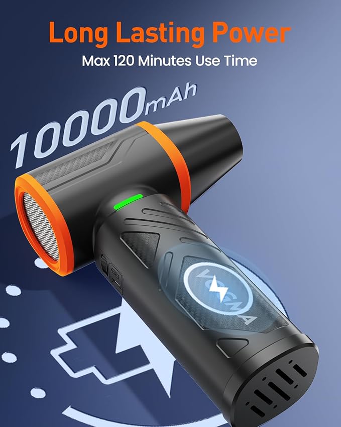 V40 Compressed Air Duster-270000RPM 350G Super Power Electric Air Duster, 10000mAh Cordless Rechargeable Brushless Motor Air Duster, Stepless-Adjustable Air Blower for PC, Keyboard, Home, Car