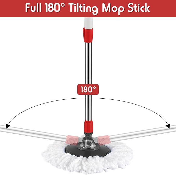 Spin Mop Replacement Handle 360 Degree Spin Mop Pole Handle Replacement Rotating Telescopic Stick for Head Replace Spinning Household Cleaning Accessories for Home(Black)