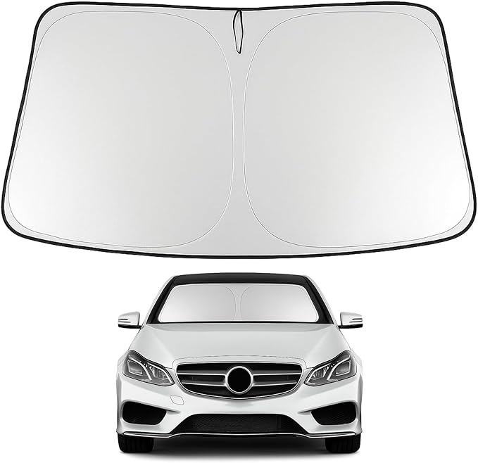 Proadsy 2025 Upgrade Windshield Sun Shade Custom Fit 2010-2016 Mercedes Benz E Class Foldable Front Sunshade Protector Sun Visor Blocks UV Rays Keep Car Cooler