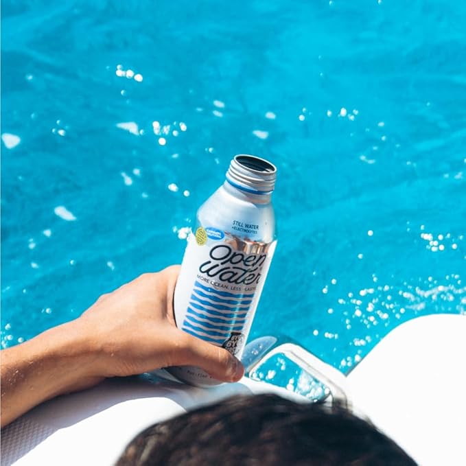 Open Water Still 16oz bottles (2 cases, 24 bottles) - Sustainable Aluminum Bottled Still Water With Electrolytes - 7.0 pH Balanced BPA-Free Ultra-Purified Water