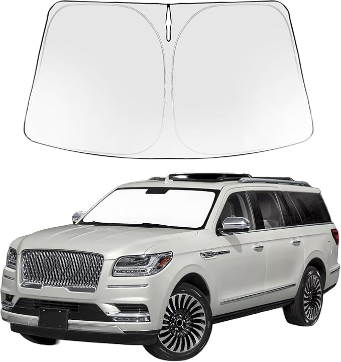 Proadsy 2025 Upgrade Windshield Sun Shade Custom Fit 2018–2023 2024 2025 Lincoln Navigator Foldable Front Sunshade Protector Sun Visor Blocks UV Rays Keep Car Cooler