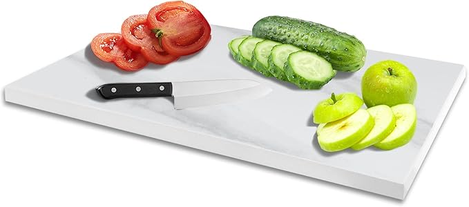 Ceramic Cutting Board for Kitchen 9x5.9 Inch, Marble Pattern Stone & Glass Non-Scratch Board for Cheese, Pastry, Chopping - Dishwasher Safe, Knife-Friendly