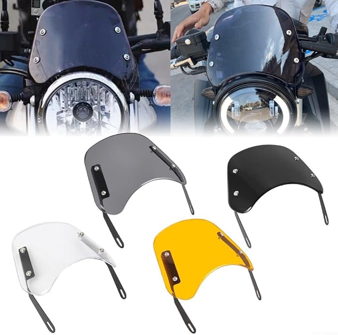 FABULETTA Motorcycle Windscreen Wind Deflector Front Flyscreen with Mount Bracket (gray)