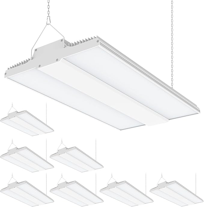8 Pack 240W High Bay LED Lights 36,000LM, 1.63FT LED Warehosue Light UL DLC Listed, 5000K Linear Hanging Shop Fixture Dimmable 0-10V, Commercial High Bay Light for Workshop Garage Factory, AC100-277V
