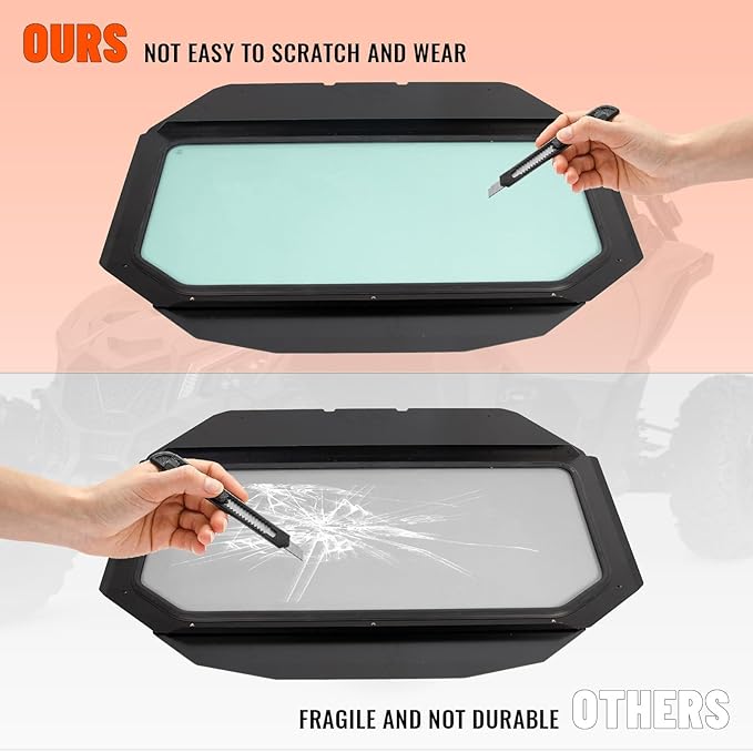 ECOTRIC Full Glass Windshield + Sun Visor Compatible With Can Am Maverick X3 900 XRS XDS Turbo R Max 2017-2025
