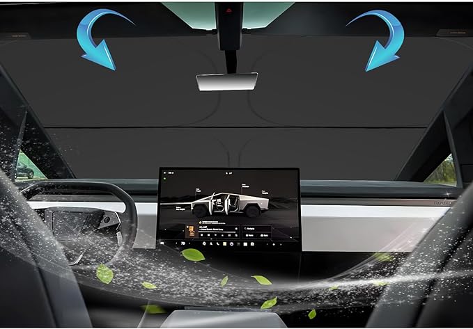 SKTU 2024 2025 2026 Cybertruck Front Windshield Sunshade for 2024 2025 2026 Tesla Cybertruck AWD/Cyberbeast Windshield Sun Shade Foldable for Blocks UV Rays and Blocks Heat and Sun Keeps Vehicle Cool