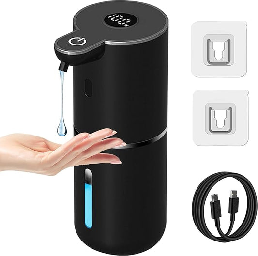 Automatic Liquid Soap Dispenser Touchless, USB Rechargeable Smart Hand Soap Dispenser, 6-Level Adjustable, 12.8oz/380mL, Compatible with Thick Thin Dish Soap for Bathroom Kitchen, Black