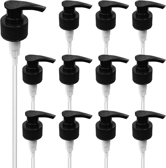 Liter Pump Dispenser, Universal 28/410 Balck Pump Lid Top Replacement Fits Most 1 Liter (33.8oz) Bottles for Sanitizer, Lotion, Shampoo (12 Pack)