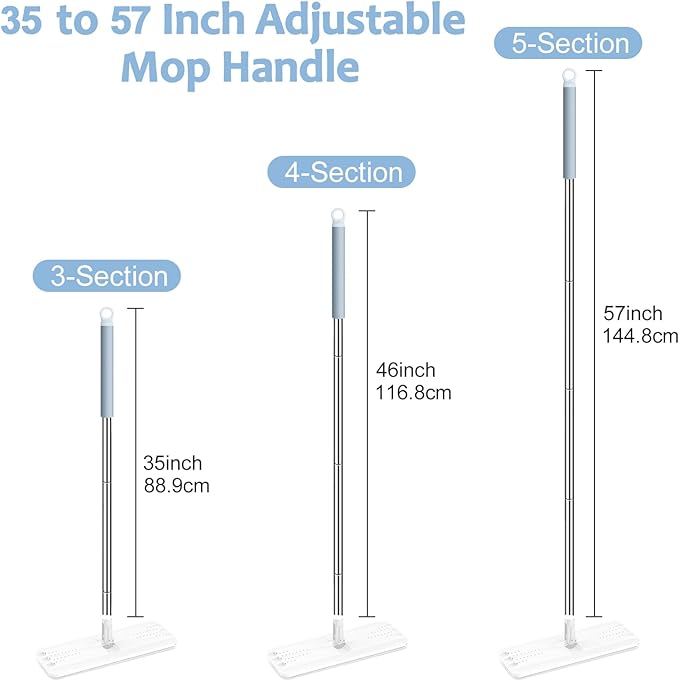 Mop Handle Extension Rods, for Extending Flat Mop, Mop Replacement Handle, Adjustable Steel Mop Handle Rods, 5 Pack