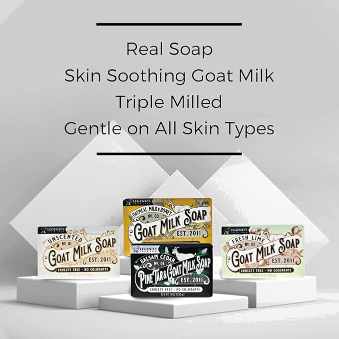 Legend's Creek Farm Goat Milk Soap - Triple Milled Moisturizing Bar for Hands and Body - 9 Oz Creamy Lather, Nourishing, Natural Soap for Sensitive Skin (Assorted Bundle)