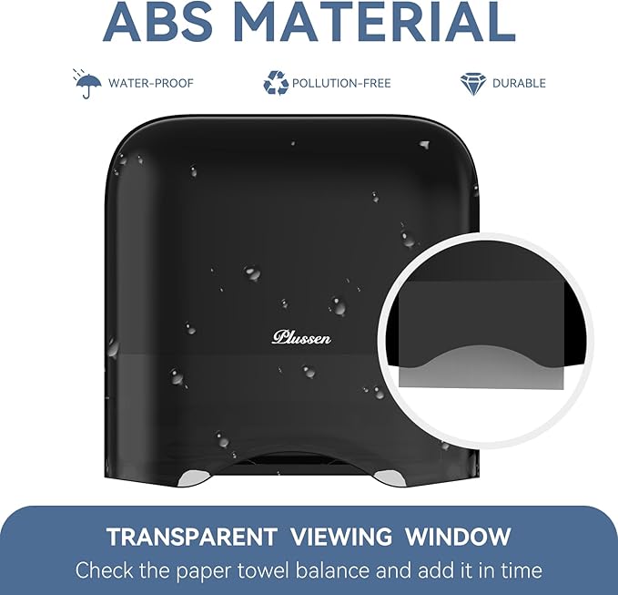 Commercial Paper Towel Dispenser Wall Mount Adhesive 250+ Multifold Trifold c-Fold Folded Hand Towel Dispenser for Bathroom 12" L x 3.8" W x 11.9" H