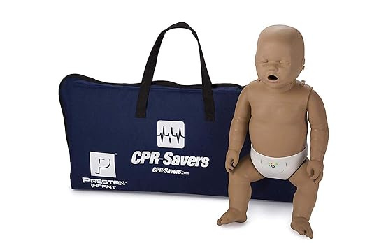 CPR Savers Prestan Professional Infant CPR Training Manikin with 2019 AHA Feedback Monitor, Dark Skin, PP-IM-100M-DS