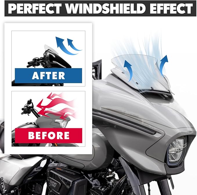 Clear 10" Wave Windshield Windscreen Compatible for Harley Davidson CVO Street Glide FLHXSE 2023 2024, FLHX/I 2024