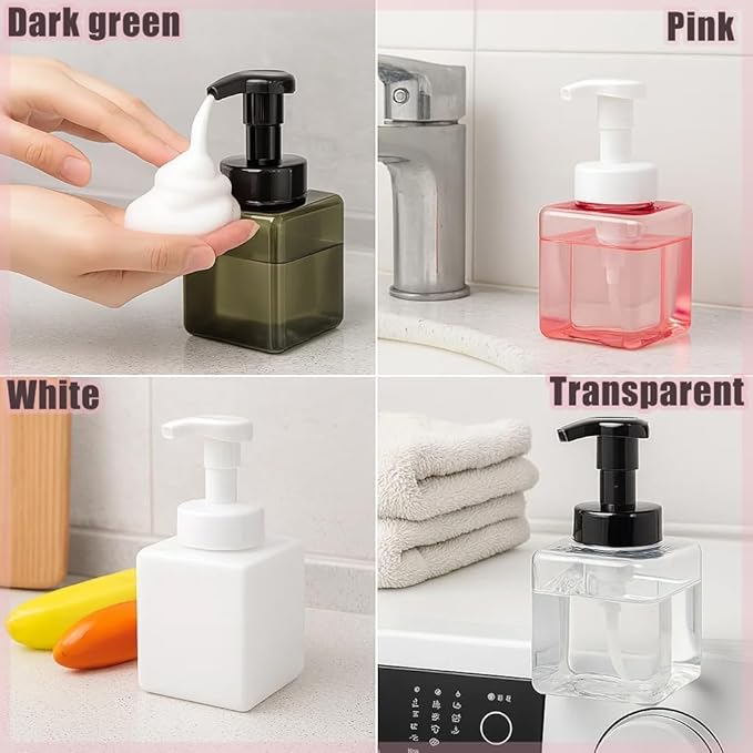 12 Piece 250ml Foam Soap Dispenser, Travel Foam Dispenser. Refillable Plastic Pump Hand Soap Bottle, Travel Essentials, Clear Container for Bathroom Vanity