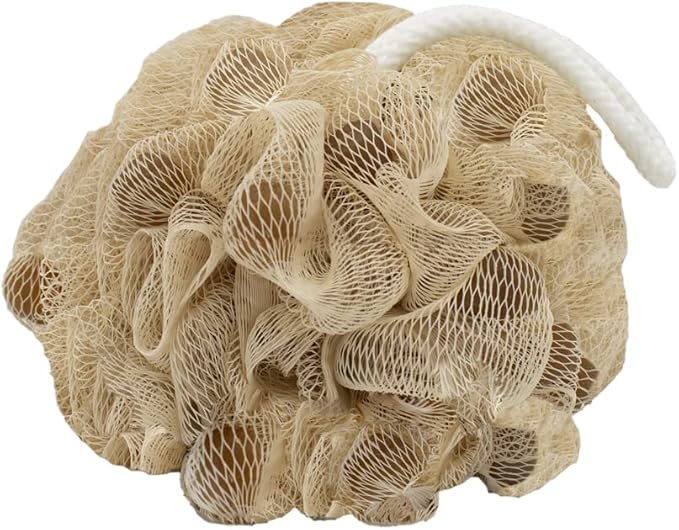 T.Taio Esponjabon Shower Bath Puff Soap Sponge - Loofah Luffa Loufa Body Wash Ball - Mesh Pouf Scrubber for Full Cleanse Lather Skin Care - Essential Beauty Bathroom Accessories - Fresh Oatmeal Scent