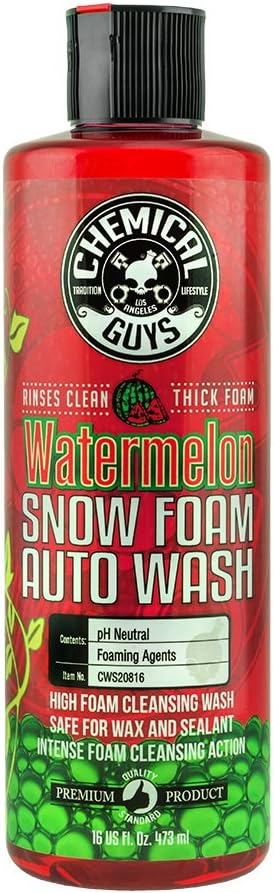 Chemical Guys CWS20816 Watermelon Snow Foam Car Wash Soap, (Works with Foam Cannons or Bucket Washes) Safe for Cars, Trucks, Motorcycles, RVs & More, 16 fl oz, Watermelon Scent