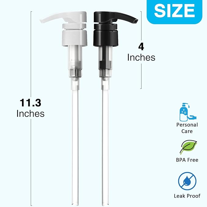 6 Pcs Black Shampoo Conditioner Pump Dispenser, Leak Proof for Body Wash, Gel, Shampoo Pumps fits 1 Liter/33.8 Oz Bottles