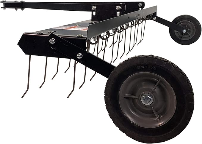 Brinly 48" Tow Behind Grass Dethatcher, Removes Thatch on Large Lawns in Less Time - Matte Black