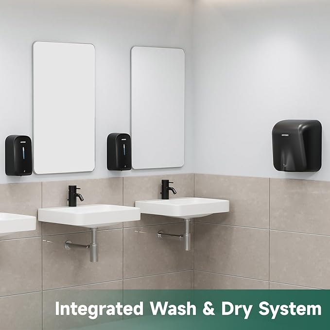 Commercial Automatic Soap Dispenser Large 34oz/1000ml Capacity Wall-Mounted Touchless Liquid Dispenser for High-Traffic Restrooms, Offices, Hospitals Model 1220S Black