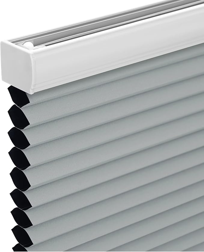 Changshade Custom Cordless Cellular Shades, Blackout Honeycomb Shades for Windows, Pull Down Pleated Blinds, Easy to Install for Indoor Windows and French Doors, Grey