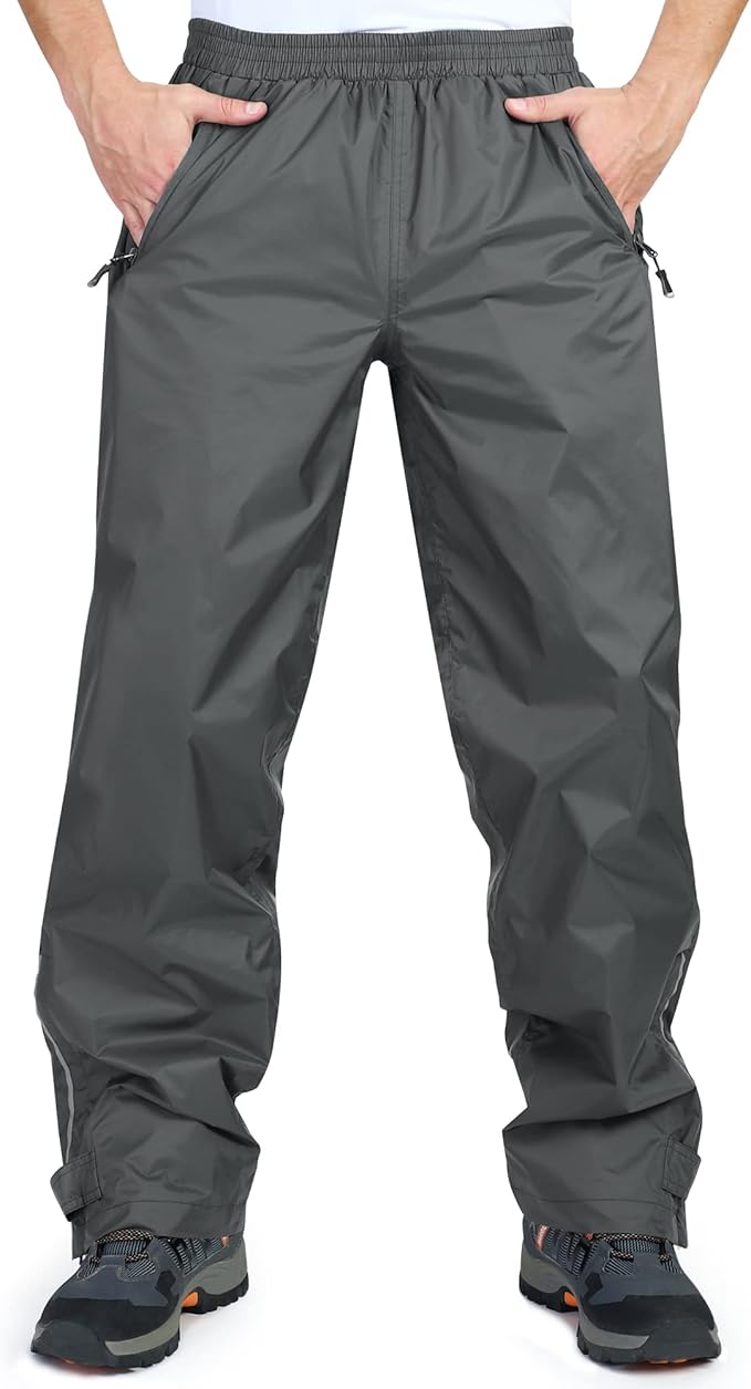 33,000ft Men's Rain Pants, Waterproof Rain Over Pants, Windproof Outdoor Pants for Hiking, Fishing