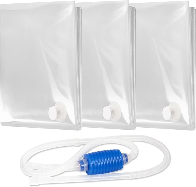 Emergency Drinking Water Storage 45 Gallon 3 Pack, Food-Grade Bathtub Bladder, BPA-Free, Ideal for Emergency Water Bank, Camping, RV Traveling, Hurricane, Storm & Disaster Preparedness Supplies (3)