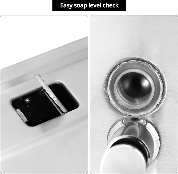 QWORK Wall Mount Stainless Steel Soap Dispenser, 1100 ml / 37 oz, Rust-Proof