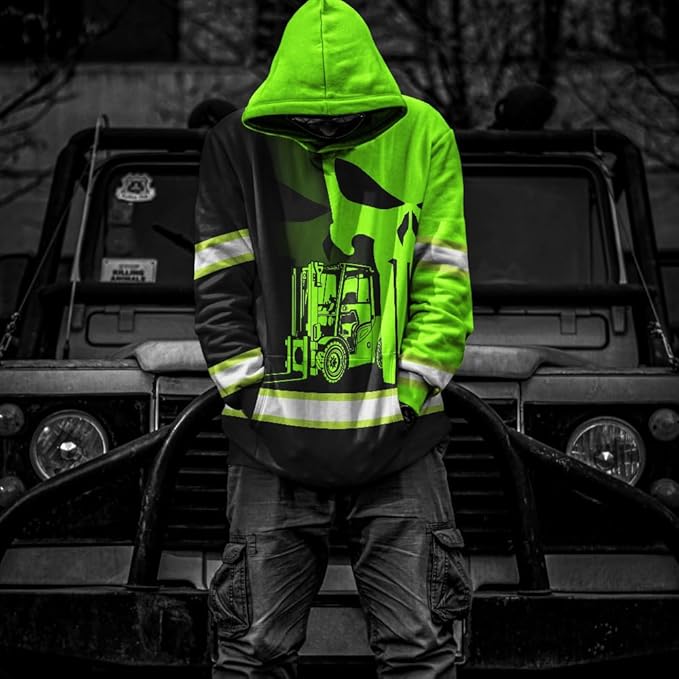 Matedecor High Visibility Hi Vis Hoodie for Men - Jobs Collection Custom Name Class 3 Reflective Safety Workwear