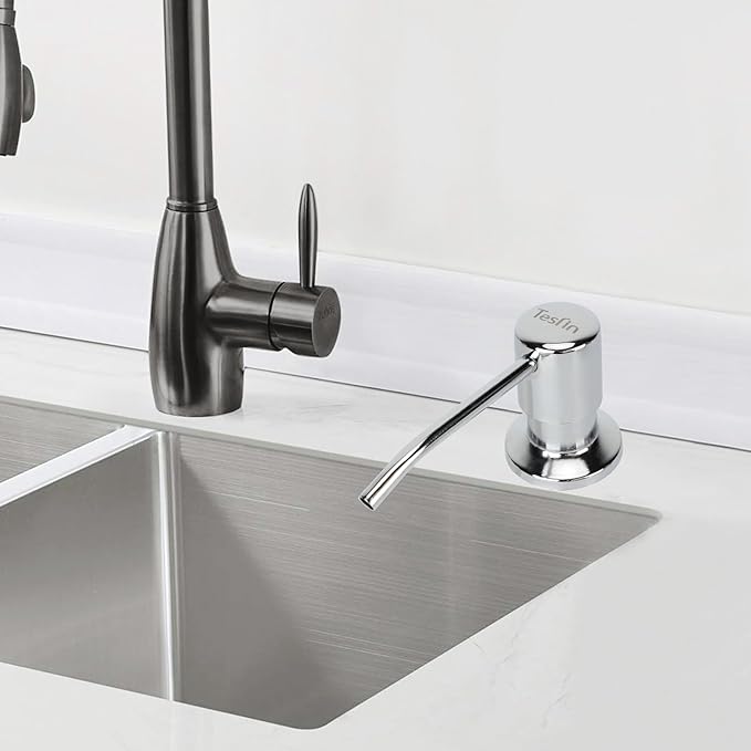 Soap Dispenser for Kitchen Sink Black Built in Soap Dispenser Pump Dish Liquid Countertop with Bottle