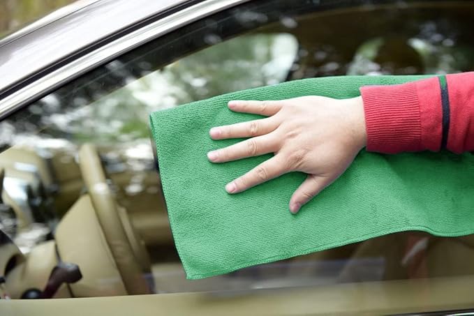 Avalon Towels Microfiber Cleaning Cloths (Value Pack of 48) - Size 16 x 16 Inches, Highly Absorbent Cleaning Rags, Lint Free, Reusable and Washable, Microfiber Towels for Cars (Green)