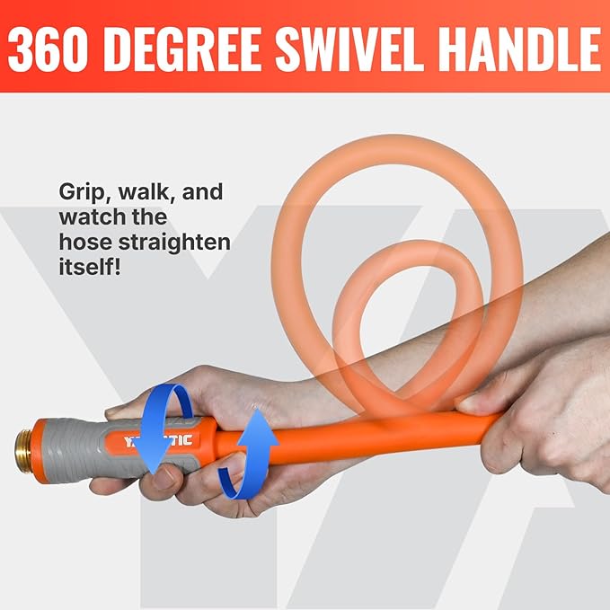 YAMATIC Garden Hose 5/8 in x 5 ft, Ergonomic Swivel Fittings, Burst 600 PSI, Heavy Duty, Flexible and Lightweight Water Hose with 2 Set Quick Connect