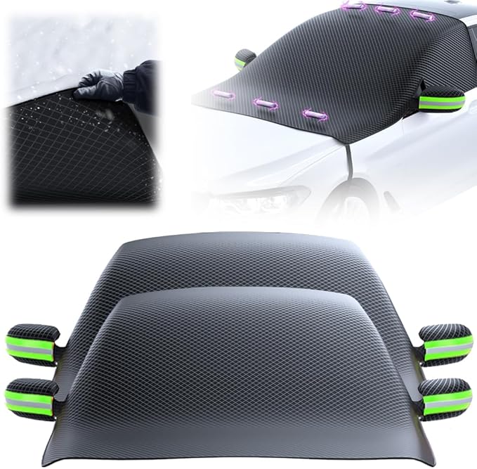 All Seasons Sunshade Ice Cover, 2025 New Magnetic Car Windscreen Cover, Heavy Duty Automotive Windshield Cover for SUV and Sedan (2 * Green)