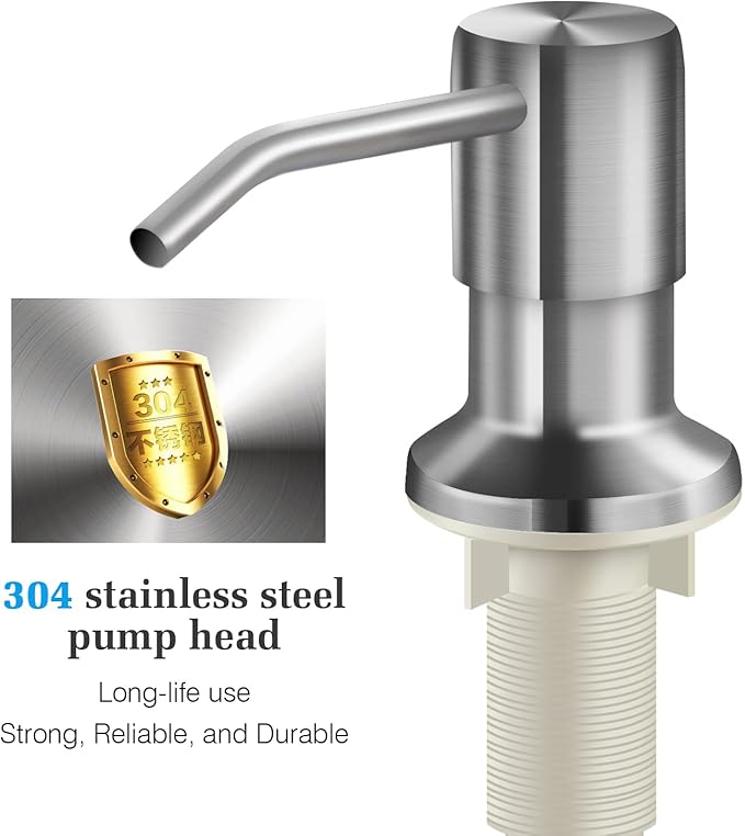 Soap Dispenser for Kitchen Sink and Extension Tube Kit, Stainless Steel SoapDispenser with 47 Inches Tube Connects Directly to Soap Bottle, Hand and Dish Soap Dispenser Pump （Brushed Nickel）
