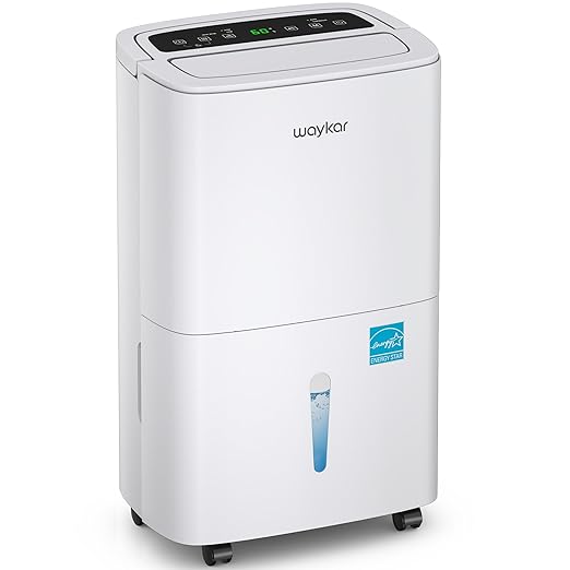 Waykar 7,500 Sq. Ft 2025 Energy Star Dehumidifier with Pump, Max 150 Pints dehumidifier for Basement, Home, Warehouse, with Drain Hose, Auto Defrost, Self-Drying,Quiet Operation
