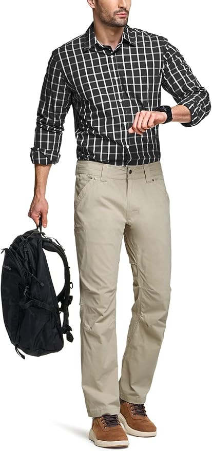 CQR Men's Vent Stretch Pants, Quick Dry Lightweight Casual Cargo Pants, Water Resistant Straight-Fit Utility Work Pants