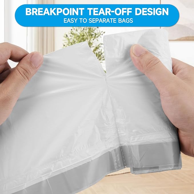 8 Gallon Trash Bags Drawstring- 90 Counts Medium Trash Bag Extra Strong, Medium Garbage Bags 8 Gallon Unscented, Stretchy, Quick Cinch for Office Kitchen, White