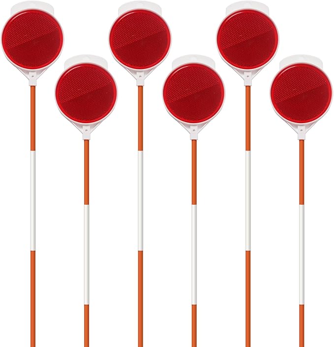 FiberMarker 36 Inch Reflective Driveway Markers 6pack, Solid Fiberglass Snow Marker with Safety Visible Double-Sided Reflector for All Weather