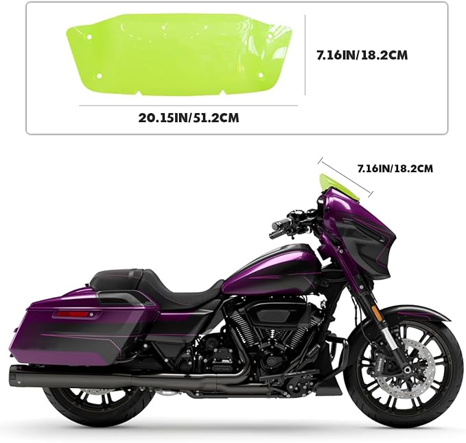 7" Green Windscreen Windshield Compatible with Harley Davidson Tuoring CVO Street Glide FLHXSE 2023 2024 FLHX/I 2024 for 2023 2024 Street Glide Accessories