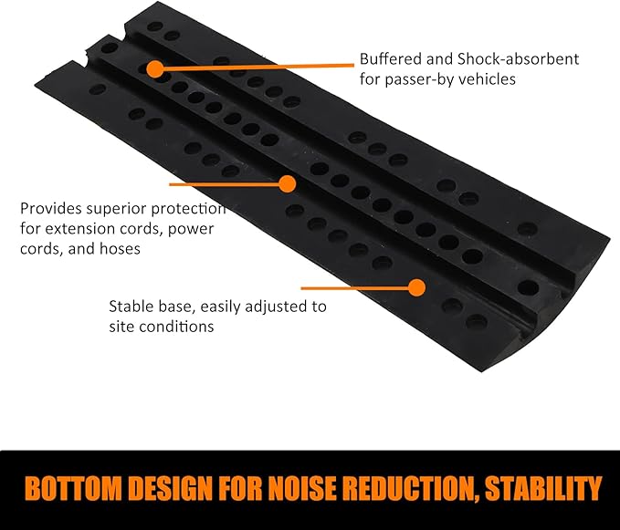 3.3 Ft Rubber Speed Bumps 2 Pack, Heavy Duty Speed Bumps for Driveway Rubber Gravel Road Asphalt Parking, Modular Driveway Speed Bumps Cable Protector Ramp with 6 Bolts Spikes
