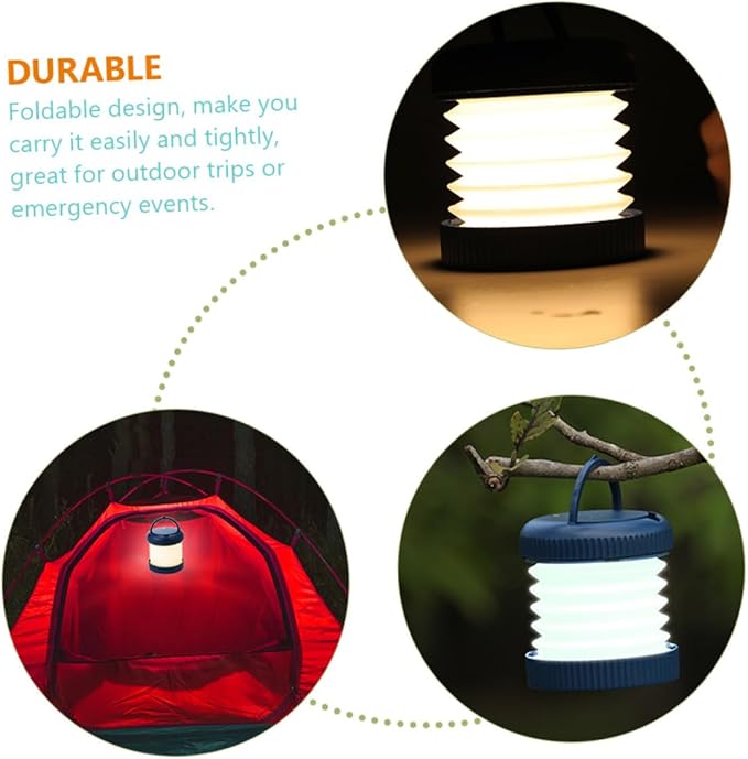 Foldable Portable Tent Lamp USB Rechargeable Outdoor Camping Light for Hiking Backpacking Emergency with Hanging Design and Lightweight Blue